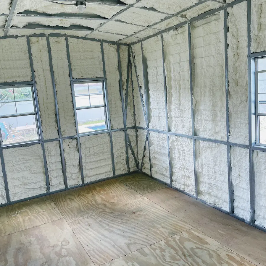 Closed-cell spray foam insulation applied to wall cavities in a residential project in Hardyston